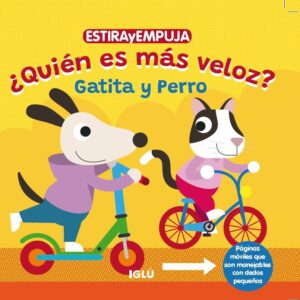 Estira y empuja : quien es más veloz?. Gatita y perro